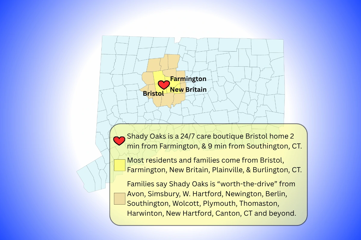 Shady Oaks families join us from across west-central CT, with most from Bristol, Farmington, & New Britain.